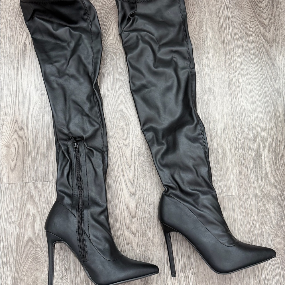 Black Over-the-Knee Stiletto Boots